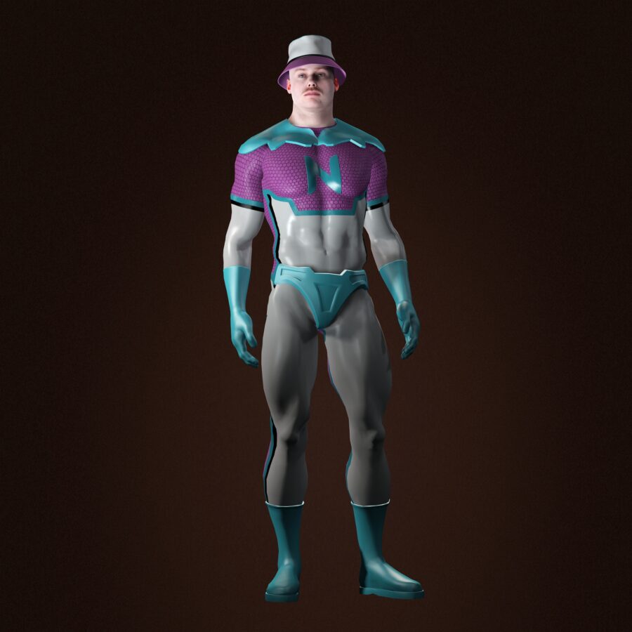 Door een 3D scan van de artiest Nonchelange en motion capture data een digital double gecreëerd